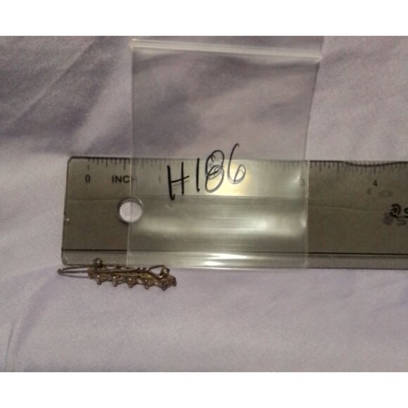 Vintage Hair Pin Barrette With Five Clear Rhinestones - Picture 4 of 4